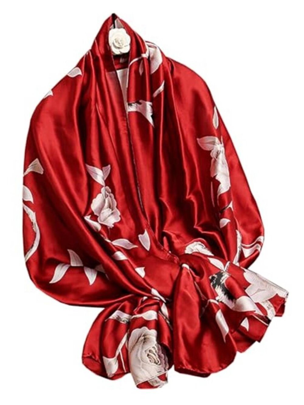 Dress Scarves Shawl Wraps Long Silky Red Scarf  Dressy Fashion Lightweight